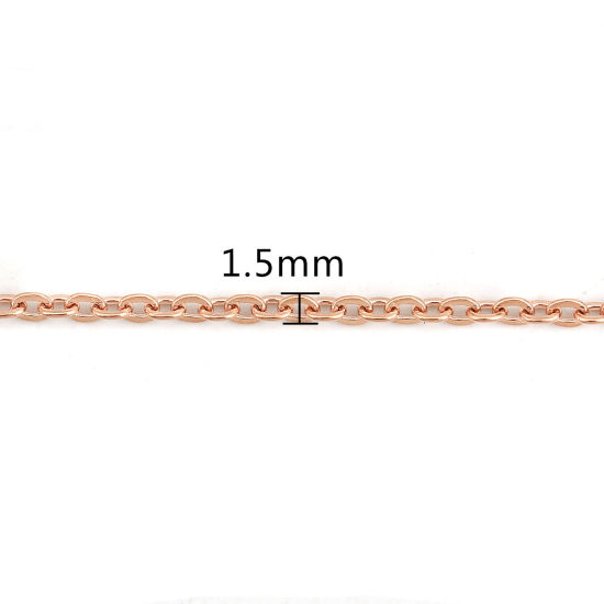 Image de Colliers En Gros Or Rose en 304 Acier Inoxydable, Chaîne Maille Forçat, Unisexe Placage sous Vide Élégant Minimaliste Cadeau Bijoux pour Détaillants 46cm long, Taille de la Chaîne: 1.5mm, 5 Pièces