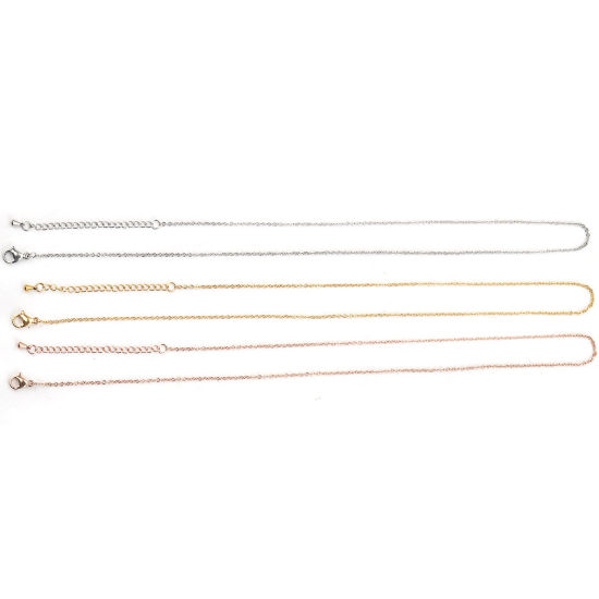 Image de Colliers En Gros Or Rose en 304 Acier Inoxydable, Chaîne Maille Forçat, Unisexe Placage sous Vide Élégant Minimaliste Cadeau Bijoux pour Détaillants 46cm long, Taille de la Chaîne: 1.5mm, 5 Pièces