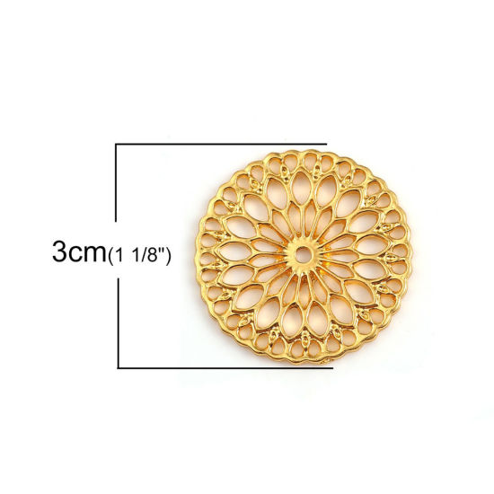 亜鉛合金 生命の花 ペンダント 円形 シルバートーン 花 30mm直径、 10 個 の画像