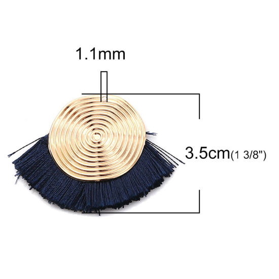 Immagine di Poliestere Nappine Ciondoli Spirale Oro Placcato Rosso 45mm x 35mm, 3 Pz