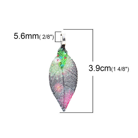 Immagine di Ottone & Foglia Naturale Ciondoli Multicolore 39mmx 15mm, 2 Pz