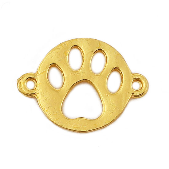 Image de Connecteurs en Alliage de Zinc Patte de Chien Doré Rond 16mm x 12mm, 20 Pcs