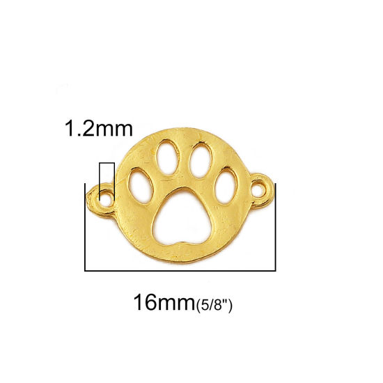 Image de Connecteurs en Alliage de Zinc Patte de Chien Doré Rond 16mm x 12mm, 20 Pcs