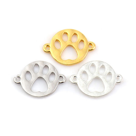 Image de Connecteurs en Alliage de Zinc Patte de Chien Doré Rond 16mm x 12mm, 20 Pcs