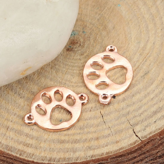 Image de Connecteurs en Alliage de Zinc Patte de Chien Doré Rond 16mm x 12mm, 20 Pcs