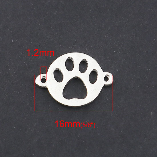 Image de Connecteurs en Alliage de Zinc Patte de Chien Argent Mat Rond 16mm x 12mm, 20 Pcs