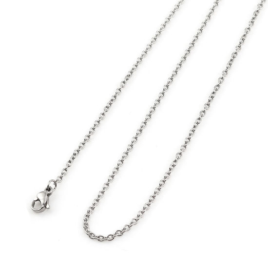 Image de Colliers En Gros Argent Mat en 304 Acier Inoxydable, Chaîne Maille Forçat, Unisexe Élégant Minimaliste Cadeau Bijoux pour Détaillants 44cm long, Taille de la Chaîne: 2mm, 5 Pièces
