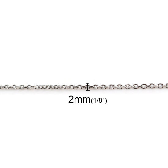 Image de Colliers En Gros Argent Mat en 304 Acier Inoxydable, Chaîne Maille Forçat, Unisexe Élégant Minimaliste Cadeau Bijoux pour Détaillants 44cm long, Taille de la Chaîne: 2mm, 5 Pièces