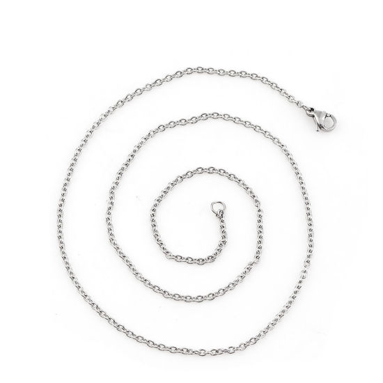 Image de Colliers En Gros Argent Mat en 304 Acier Inoxydable, Chaîne Maille Forçat, Unisexe Élégant Minimaliste Cadeau Bijoux pour Détaillants 44cm long, Taille de la Chaîne: 2mm, 5 Pièces