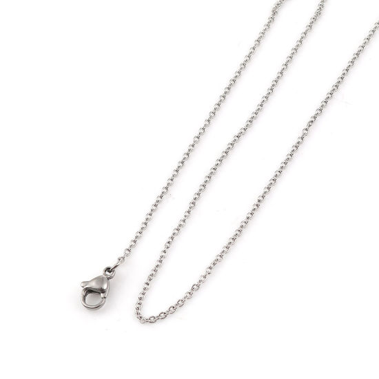 Image de Colliers En Gros Argent Mat en 304 Acier Inoxydable, Chaîne Maille Forçat, Unisexe Élégant Minimaliste Cadeau Bijoux pour Détaillants 44cm long, Taille de la Chaîne: 1.6mm, 5 Pièces