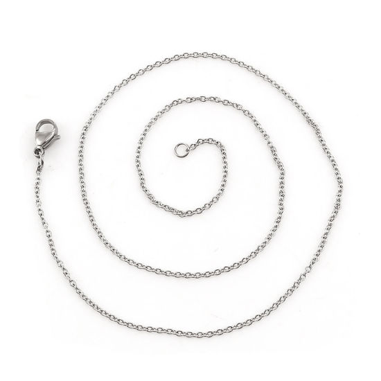 Image de Colliers En Gros Argent Mat en 304 Acier Inoxydable, Chaîne Maille Forçat, Unisexe Élégant Minimaliste Cadeau Bijoux pour Détaillants 44cm long, Taille de la Chaîne: 1.6mm, 5 Pièces
