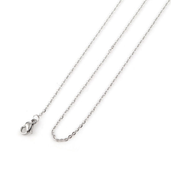 Image de Colliers En Gros Argent Mat en 304 Acier Inoxydable, Chaîne Maille Forçat, Unisexe Minimaliste Cadeau Bijoux pour Détaillants 44cm long, Taille de la Chaîne: 2x2mm, 5 Pièces
