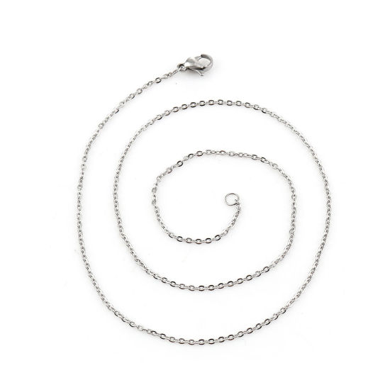 Image de Colliers En Gros Argent Mat en 304 Acier Inoxydable, Chaîne Maille Forçat, Unisexe Minimaliste Cadeau Bijoux pour Détaillants 44cm long, Taille de la Chaîne: 2x2mm, 5 Pièces