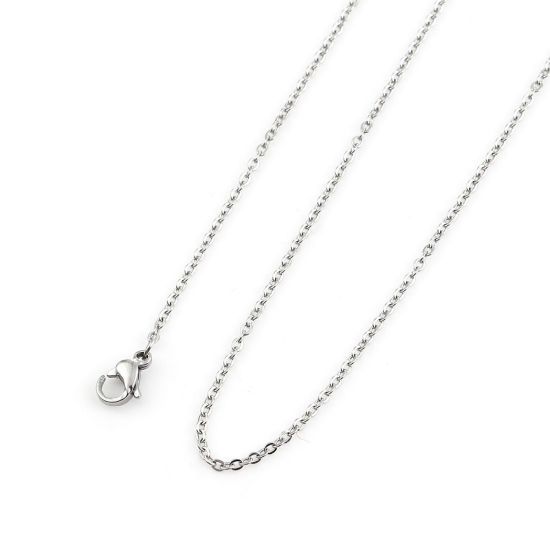 Image de Colliers En Gros Argent Mat en 304 Acier Inoxydable, Chaîne Maille Forçat, Unisexe Élégant Minimaliste Cadeau Bijoux pour Détaillants 49cm long, Taille de la Chaîne: 2mm, 5 Pièces