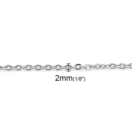 Image de Colliers En Gros Argent Mat en 304 Acier Inoxydable, Chaîne Maille Forçat, Unisexe Élégant Minimaliste Cadeau Bijoux pour Détaillants 49cm long, Taille de la Chaîne: 2mm, 5 Pièces