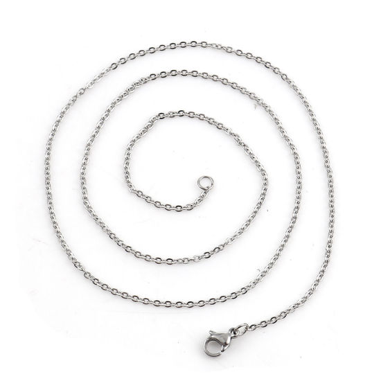 Image de Colliers En Gros Argent Mat en 304 Acier Inoxydable, Chaîne Maille Forçat, Unisexe Élégant Minimaliste Cadeau Bijoux pour Détaillants 49cm long, Taille de la Chaîne: 2mm, 5 Pièces