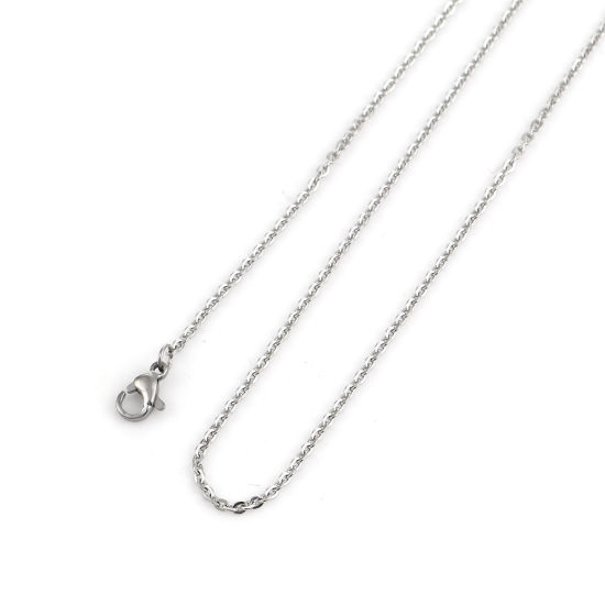 Image de Colliers En Gros Argent Mat en 304 Acier Inoxydable, Chaîne Maille Forçat, Unisexe Minimaliste Cadeau Bijoux pour Détaillants 43.5cm long, Taille de la Chaîne: 3x2mm, 5 Pièces