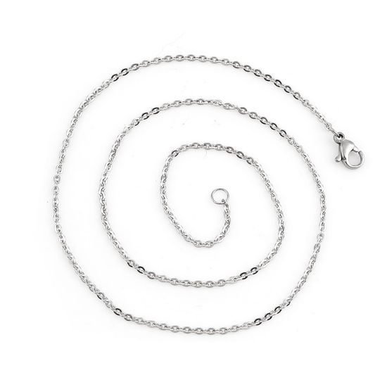 Image de Colliers En Gros Argent Mat en 304 Acier Inoxydable, Chaîne Maille Forçat, Unisexe Minimaliste Cadeau Bijoux pour Détaillants 43.5cm long, Taille de la Chaîne: 3x2mm, 5 Pièces