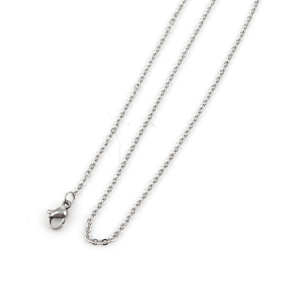 Image de Colliers En Gros Argent Mat en 304 Acier Inoxydable, Chaîne Maille Forçat, Unisexe Minimaliste Cadeau Bijoux pour Détaillants 49cm long, Taille de la Chaîne: 3x2mm, 5 Pièces