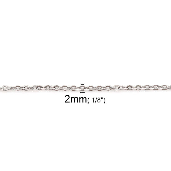 Image de Colliers En Gros Argent Mat en 304 Acier Inoxydable, Chaîne Maille Forçat, Unisexe Minimaliste Cadeau Bijoux pour Détaillants 49cm long, Taille de la Chaîne: 3x2mm, 5 Pièces