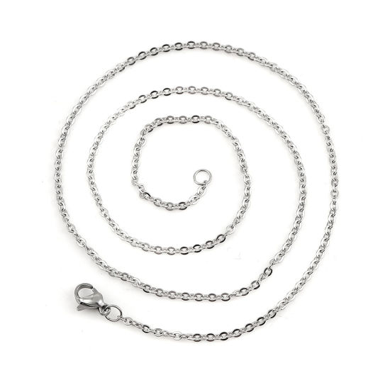 Image de Colliers En Gros Argent Mat en 304 Acier Inoxydable, Chaîne Maille Forçat, Unisexe Minimaliste Cadeau Bijoux pour Détaillants 49cm long, Taille de la Chaîne: 3x2mm, 5 Pièces