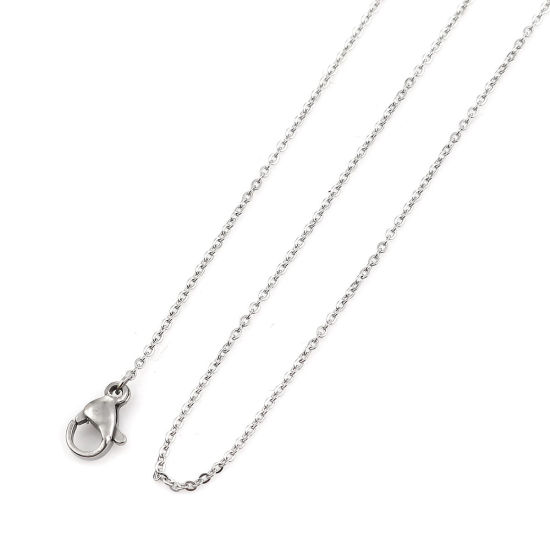 Image de Colliers En Gros Argent Mat en 304 Acier Inoxydable, Chaîne Maille Forçat, Unisexe Élégant Minimaliste Cadeau Bijoux pour Détaillants 39cm long, Taille de la Chaîne: 1mm, 5 Pièces