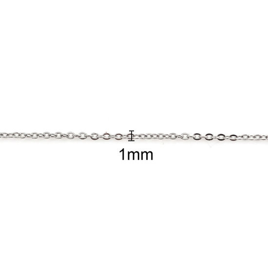 Image de Colliers En Gros Argent Mat en 304 Acier Inoxydable, Chaîne Maille Forçat, Unisexe Élégant Minimaliste Cadeau Bijoux pour Détaillants 39cm long, Taille de la Chaîne: 1mm, 5 Pièces