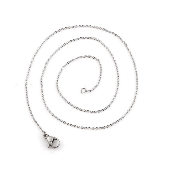 Image de Colliers En Gros Argent Mat en 304 Acier Inoxydable, Chaîne Maille Forçat, Unisexe Élégant Minimaliste Cadeau Bijoux pour Détaillants 39cm long, Taille de la Chaîne: 1mm, 5 Pièces