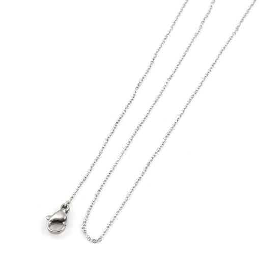 Image de Colliers En Gros Argent Mat en 304 Acier Inoxydable, Chaîne Maille Forçat, Unisexe Élégant Minimaliste Cadeau Bijoux pour Détaillants 44cm long, Taille de la Chaîne: 1mm, 5 Pièces