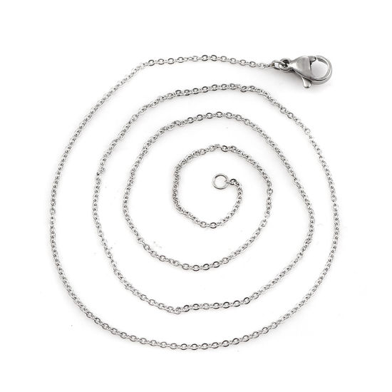 Image de Colliers En Gros Argent Mat en 304 Acier Inoxydable, Chaîne Maille Forçat, Unisexe Élégant Minimaliste Cadeau Bijoux pour Détaillants 44cm long, Taille de la Chaîne: 1mm, 5 Pièces
