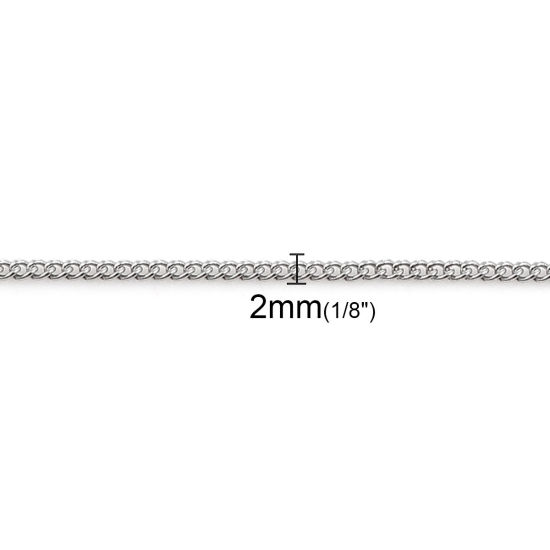 Image de Colliers En Gros Argent Mat en 304 Acier Inoxydable, Chaîne Maille Cheval, Unisexe Minimaliste Cadeau Bijoux pour Détaillants 43.5cm long, Taille de la Chaîne: 2x2mm, 5 Pièces