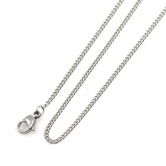 Image de Colliers En Gros Argent Mat en 304 Acier Inoxydable, Chaîne Maille Cheval, Unisexe Minimaliste Cadeau Bijoux pour Détaillants 48.5cm long, Taille de la Chaîne: 2x2mm, 5 Pièces