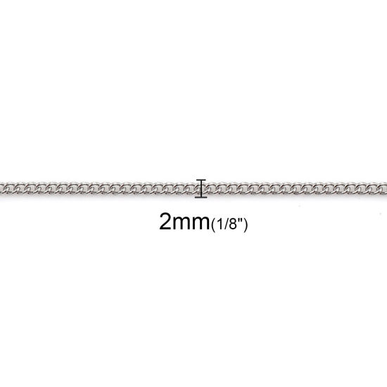 Image de Colliers En Gros Argent Mat en 304 Acier Inoxydable, Chaîne Maille Cheval, Unisexe Minimaliste Cadeau Bijoux pour Détaillants 48.5cm long, Taille de la Chaîne: 2x2mm, 5 Pièces