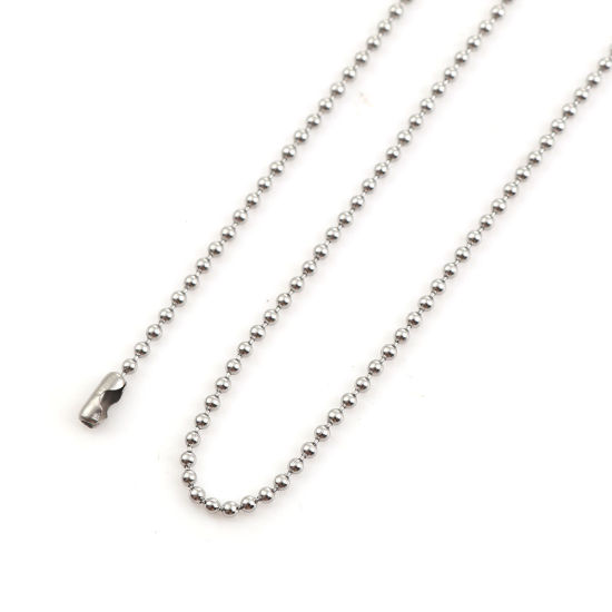 Image de Colliers En Gros Argent Mat en 304 Acier Inoxydable, Chaîne Maille Bille, Unisexe Élégant Minimaliste Cadeau Bijoux pour Détaillants 59cm long, Taille de la Chaîne: 1.5mm, 5 Pièces
