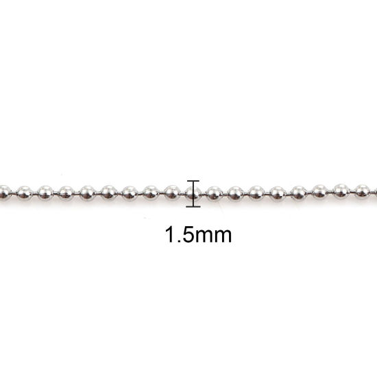 Image de Colliers En Gros Argent Mat en 304 Acier Inoxydable, Chaîne Maille Bille, Unisexe Élégant Minimaliste Cadeau Bijoux pour Détaillants 59cm long, Taille de la Chaîne: 1.5mm, 5 Pièces