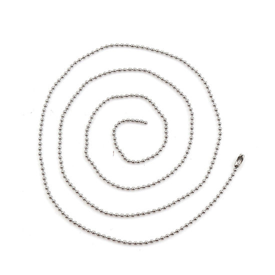 Image de Colliers En Gros Argent Mat en 304 Acier Inoxydable, Chaîne Maille Bille, Unisexe Élégant Minimaliste Cadeau Bijoux pour Détaillants 59cm long, Taille de la Chaîne: 1.5mm, 5 Pièces