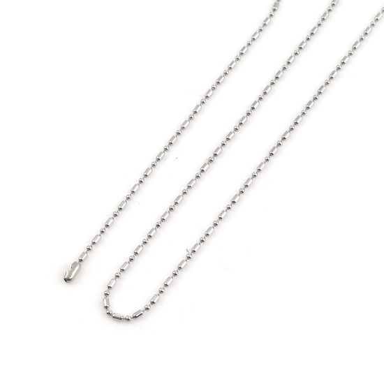 Image de Colliers En Gros Argent Mat en 304 Acier Inoxydable, Chaîne Maille Bambou, Unisexe Élégant Minimaliste Cadeau Bijoux pour Détaillants 59cm long, Taille de la Chaîne: 1.5mm, 5 Pièces