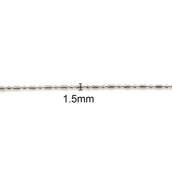 Image de Colliers En Gros Argent Mat en 304 Acier Inoxydable, Chaîne Maille Bambou, Unisexe Élégant Minimaliste Cadeau Bijoux pour Détaillants 59cm long, Taille de la Chaîne: 1.5mm, 5 Pièces