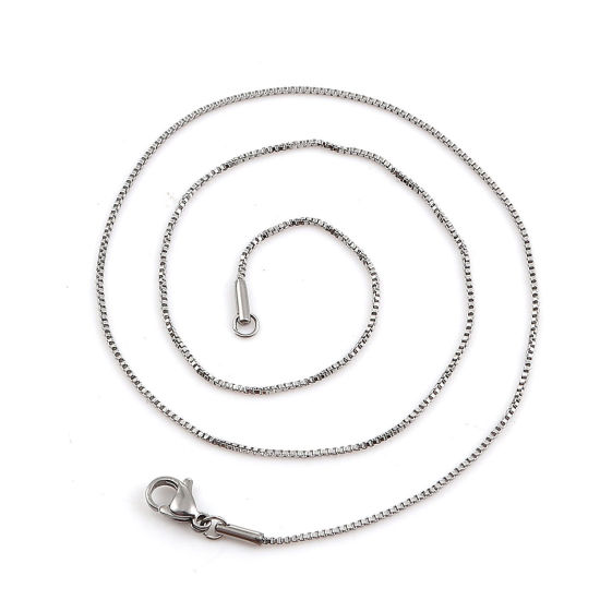 Image de Colliers En Gros Argent Mat en 304 Acier Inoxydable, Chaîne Maille Vénitienne, Unisexe Élégant Minimaliste Cadeau Bijoux pour Détaillants 44cm long, Taille de la Chaîne: 1mm, 5 Pièces