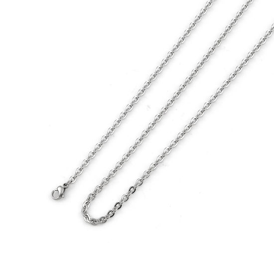 Image de Colliers En Gros Argent Mat en 304 Acier Inoxydable, Chaîne Maille Forçat, Unisexe Minimaliste Cadeau Bijoux pour Détaillants 58cm long, Taille de la Chaîne: 4x3mm, 5 Pièces