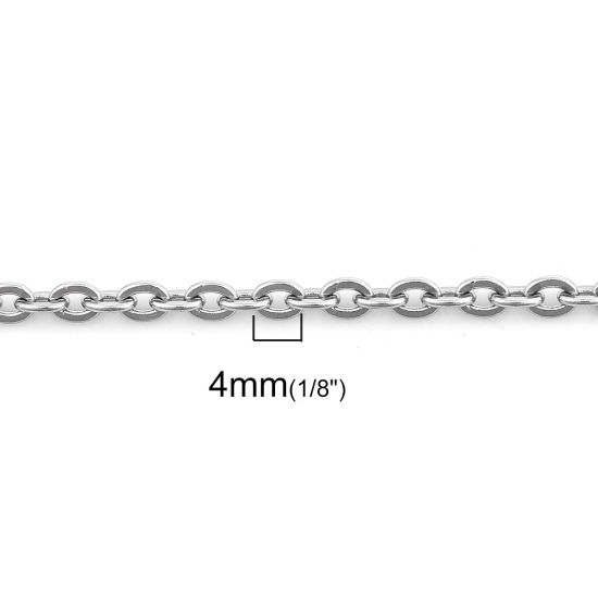 Image de Colliers En Gros Argent Mat en 304 Acier Inoxydable, Chaîne Maille Forçat, Unisexe Minimaliste Cadeau Bijoux pour Détaillants 58cm long, Taille de la Chaîne: 4x3mm, 5 Pièces