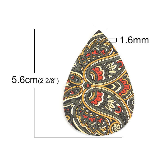 Imagen de Colgantes PU de Gota yTallado 56mm x 38mm, 10 Unidades