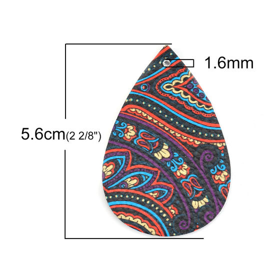 Imagen de Colgantes PU de Gota yTallado 56mm x 38mm, 10 Unidades