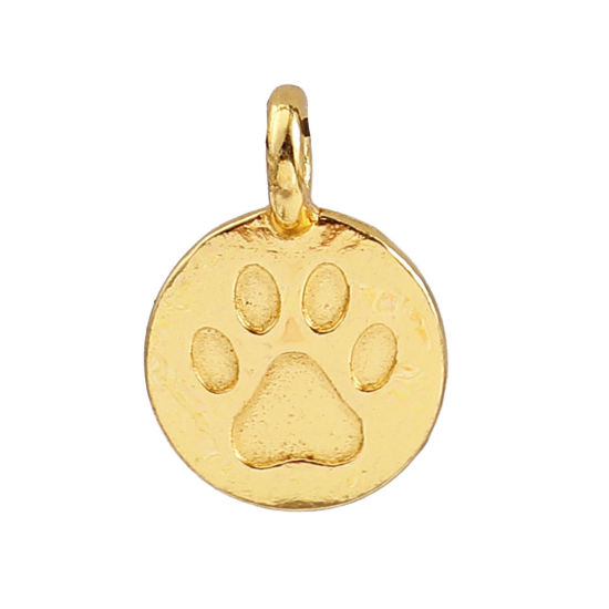 Immagine di Lega di Zinco Charms Zampa del cane Oro Placcato Tondo 16mm x 11mm , 20 Pz