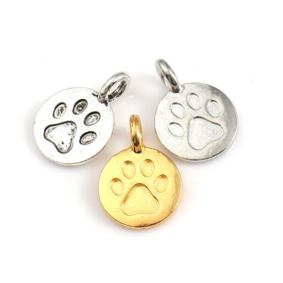 Immagine di Lega di Zinco Charms Zampa del cane Oro Placcato Tondo 16mm x 11mm , 20 Pz