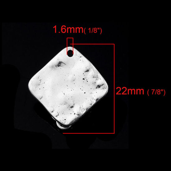Image de Boucles d'Oreilles Dormeuse en Alliage de Zinc Rectangle Argent Vieilli, 20mm x 19mm, 4 Pcs