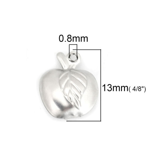 Immagine di 316 Acciaio inossidabile Charms Mela Tono Argento 13mm x 11mm, 20 Pz