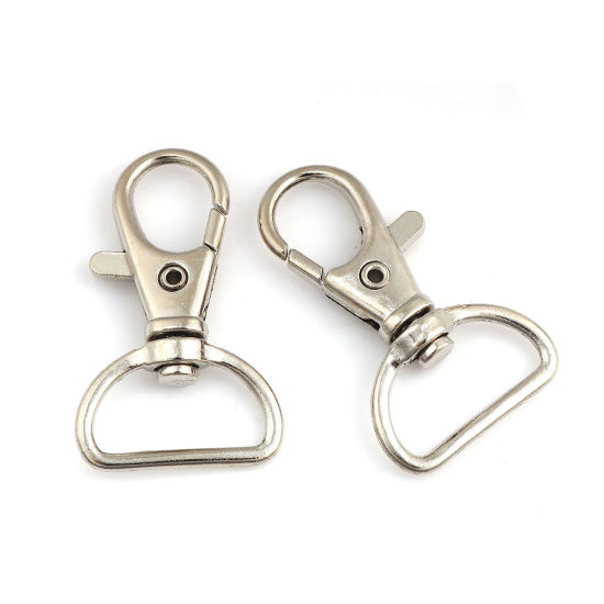 Image de Porte-Clés en Alliage de Fer Argent Mat 40mm x 24mm, 10 Pcs