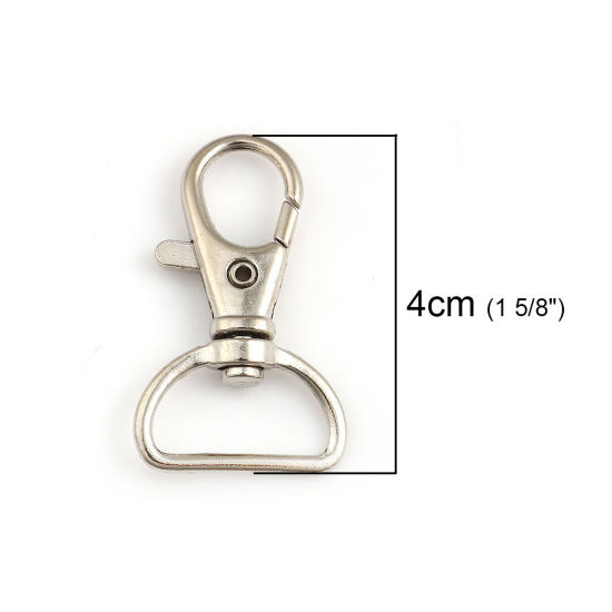 Image de Porte-Clés en Alliage de Fer Argent Mat 40mm x 24mm, 10 Pcs
