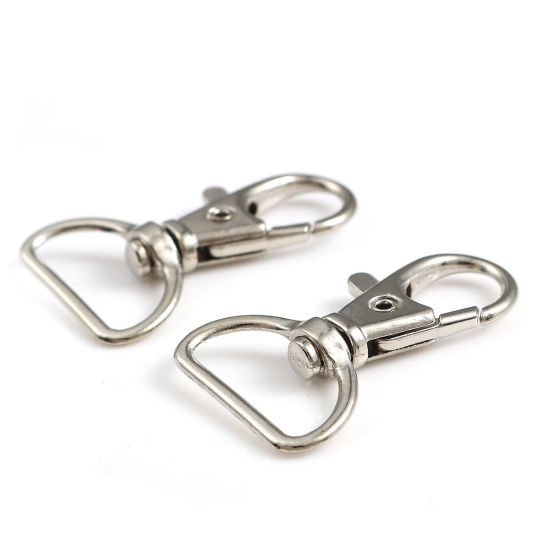 Image de Porte-Clés en Alliage de Fer Argent Mat 40mm x 24mm, 10 Pcs